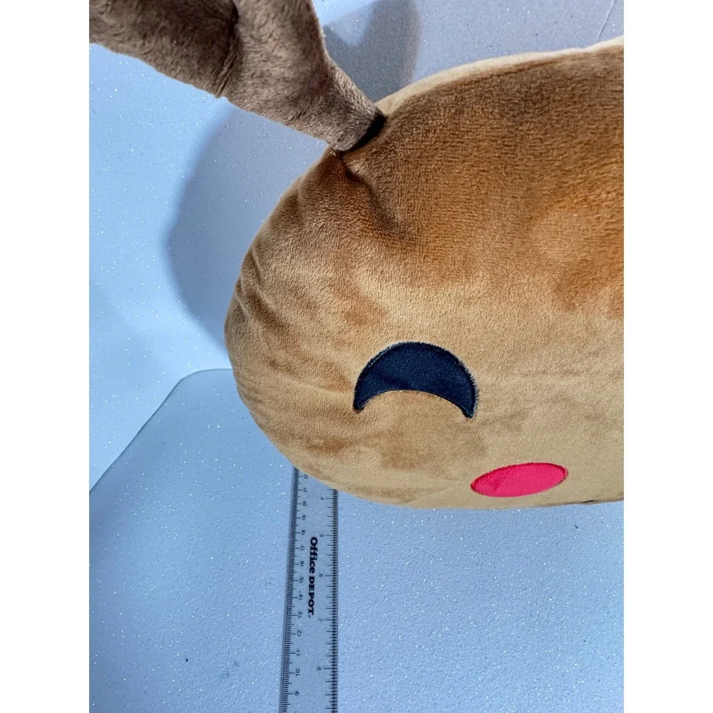 MSA Trading Reindeer Emoji Plush Pillow Brown Red Nose Christmas Decor 12in 3226